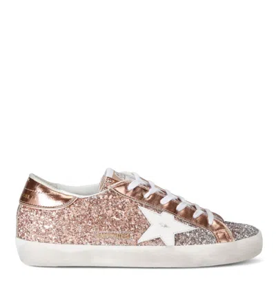 Pre-owned Golden Goose - Super Star In Silver/peach Glitter - Us8/eu38 - Msrp $645 Bnib