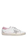 Golden Goose Super-star Used-effect Leather Sneakers With Suede Profiles In 10914 White Ice Light Pink