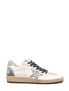 Golden Goose Ball Star Sneakers In Vintage Effect Leather And Suede With Glittered Star And Heel Tab In White