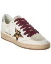 Golden Goose Ballstar White Low Top Sneakers With Glittered Star Patch On The Side And Glittered Heel With Logo L In White