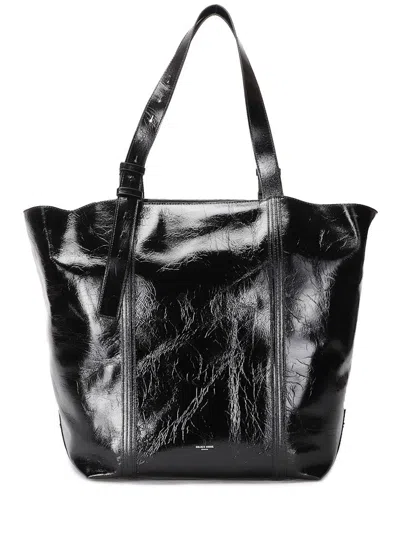 Golden Goose 24.7 Ew Shiny Wavy Leather Body Ruthenium Bag In Black