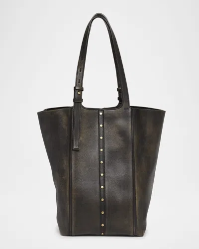 Golden Goose 24/7 North-south Distressed Leather Shoulder Bag In Black