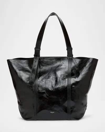 Golden Goose 24/7 Shiny Leather Shopper Tote Bag In Black