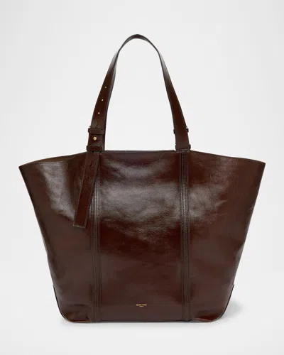 Golden Goose 24/7 Shiny Leather Shopper Tote Bag In Brown