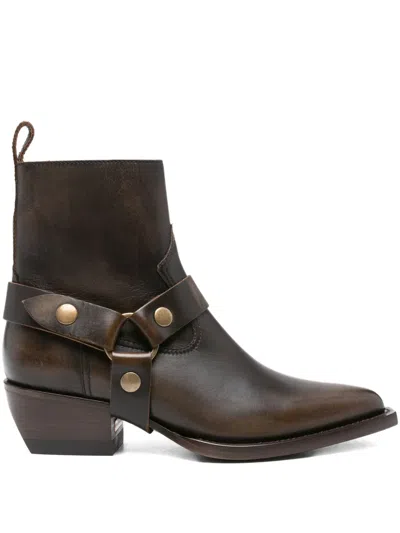 GOLDEN GOOSE 40MM LEATHER ANKLE-STRAP BOOTS