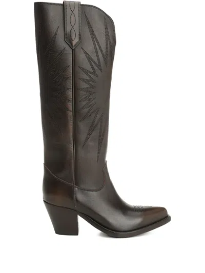 GOLDEN GOOSE 40MM STAR-EMBROIDERED LEATHER BOOTS