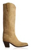 Golden Goose 70 Wish Star Rose-embroidered Suede Western Boots In Grey