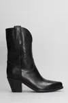Golden Goose 70 Wish Star Texan Ankle Boots In Black Leather In Black