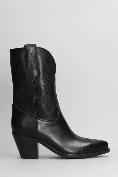 Golden Goose 70 Wish Star Texan Ankle Boots In Black Leather