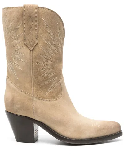 Golden Goose 70mm Wish Star Ankle Boots In Cream