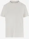 Golden Goose White Crewneck T-shirt With Rhinestone Embellishments On The Collar And Logo Detail On The Rear In C