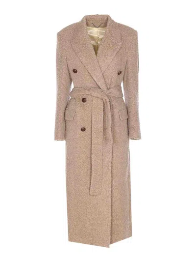 Golden Goose Journey Double Breasted Coat In Neutral