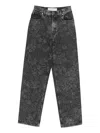 Golden Goose Straight Jeans With Floral Motif In Gray