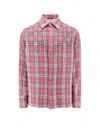 Golden Goose Deluxe Brand Men Strong Check Cotton Shirt With Metal Details In Pink