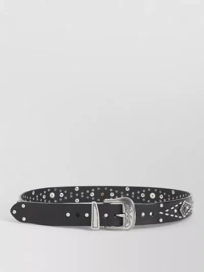 Golden Goose Adjustable Belt Studded Design Decorative Buckle In Black