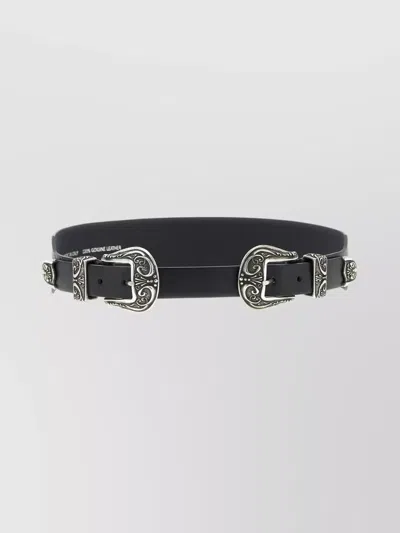 GOLDEN GOOSE ADJUSTABLE BELT WITH DUAL DECORATIVE BUCKLES