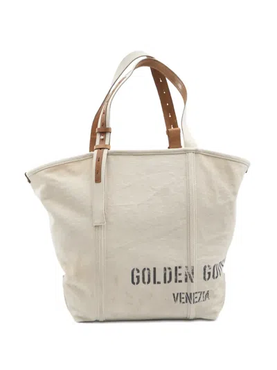 Golden Goose Adjustable-handle Print Canvas Tote Bag In White