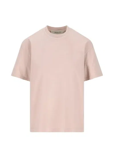 Golden Goose Aged-effect Cotton T-shirt With Reverse Logo On The Back Clothing In Brown