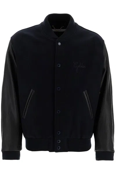Golden Goose Aleandro Bomber Jacket With Leather Sleeves In Black