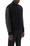 Golden Goose Aleandro Bomber Jacket With Leather Sleeves In Blue