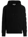 Golden Goose Cropped Black Hoodie With Star Graphics And Kangaroo Pocket