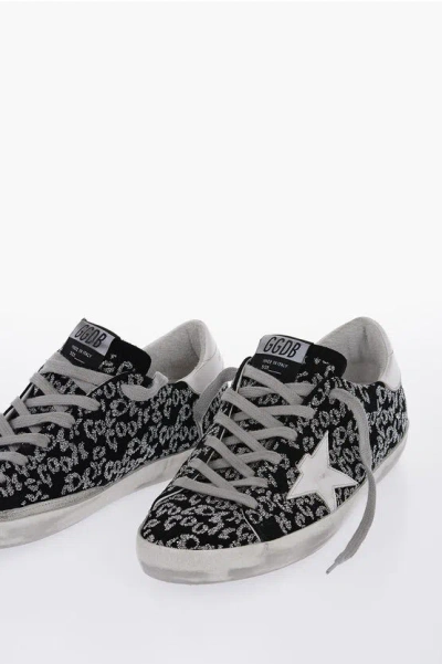 Golden Goose All-over Logo Rhinestoned Super Star Low-top Sneakers In Black