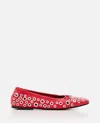 Golden Goose Amy Eyelet-embellished Nappa Ballerina Flats In Red