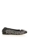 Golden Goose Amy Ballet Flats In Black Nappa Leather With Silver Colored Studs In Black