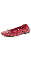 Golden Goose Amy Eyelet-embellished Nappa Ballerina Flats In Lipstick Red