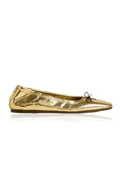 Golden Goose Amy Laminated Wrinkled Ballerina Flats In Gold