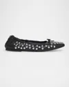 Golden Goose Amy Stud Zip Leather Ballerina Flats In Multi