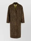 Golden Goose Single-breasted Cocoon Wool Coat With Jacquard Motif Clothing In Brown
