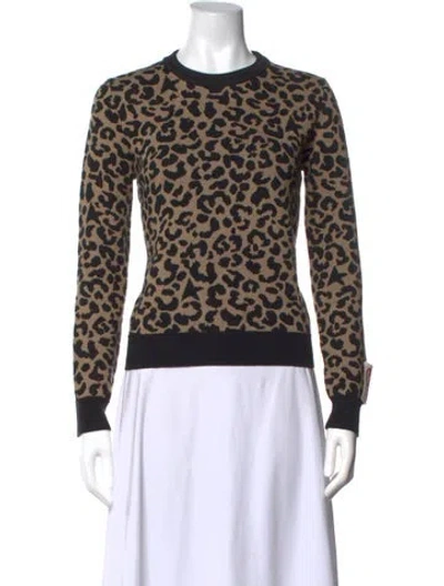 Pre-owned Golden Goose Animal Print Crew Neck Sweater In Black