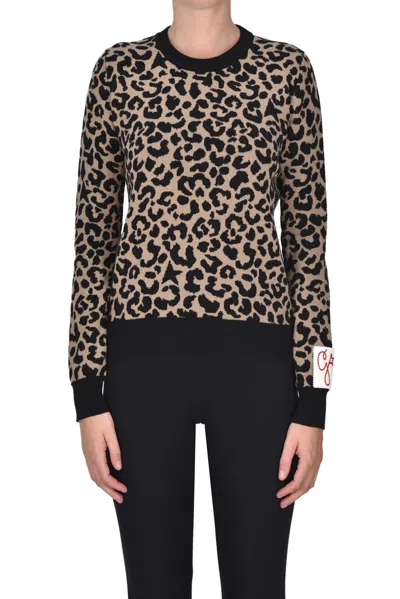 Golden Goose Animal Print Jacquard Knit Pullover In Gray