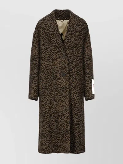 Golden Goose Animalier Pattern Wool Blend Coat In Brown