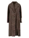 Golden Goose Cocoon Coat In Faded Leopard Jacquard Wool In Brown