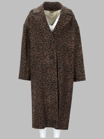 Golden Goose Animal-print Single-breasted Cocoon Wool Overcoat For Women In Animal Print