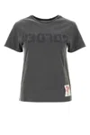 Golden Goose Distressed Charcoal Grey Short-sleeved T-shirt With Star Patch In Gray