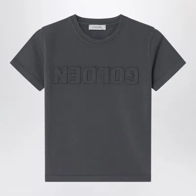 GOLDEN GOOSE ANTHRACITE GREY T-SHIRT WITH LOGO