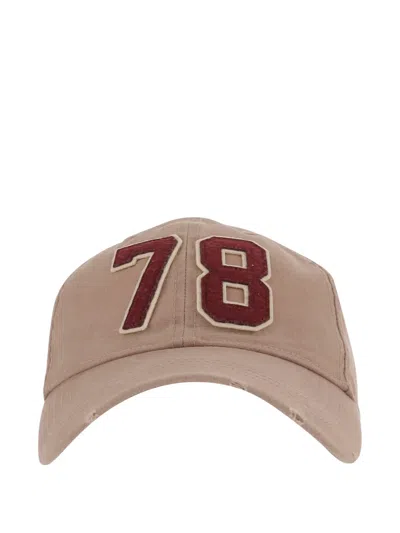 Golden Goose Washed Canvas 78 Patch Baseball Cap In Brown