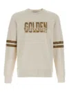 Golden Goose Ivory Cotton Sweatshirt With Contrasting Logo In Gray
