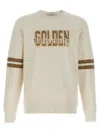 Golden Goose Ivory Cotton Sweatshirt With Contrasting Logo In Gray