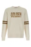 Golden Goose Ivory Cotton Sweatshirt With Contrasting Logo In Neutral