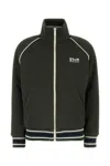Golden Goose Quilted Black Jacket With High Collar And Striped Detailing In Olive