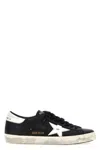 Golden Goose 'super-star' Black Low Top Sneakers With Logo Patch And Suede Details In Leather Man