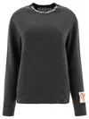 Golden Goose Athena Crystal Embellished Distressed Cotton Sweatshirt In Grey