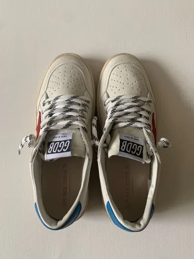 Pre-owned Golden Goose Authentic Leather  Ballstar, Size Us 5 / Euro 35, Expedited In White/red/blue