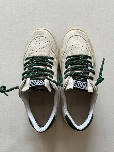 Pre-owned Golden Goose Authentic Leather  Ballstar, Size Us 5 / Euro 35, Expedited In White/sky, Blue/green