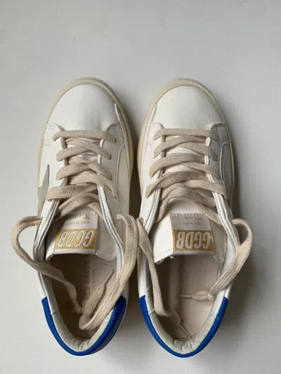 Pre-owned Golden Goose Authentic Leather  Deluxe Brand, Size Us 5 / Euro 35, Expedited In Cream/ivory/blue