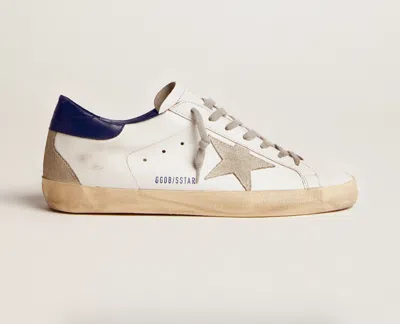 Pre-owned Golden Goose Authentic Men's  Super-star With Suede Star And Blue Heel Tab 41/us8
